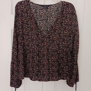 LAST CALL American Eagle Black Floral Baby Doll Size L Excellent Condition